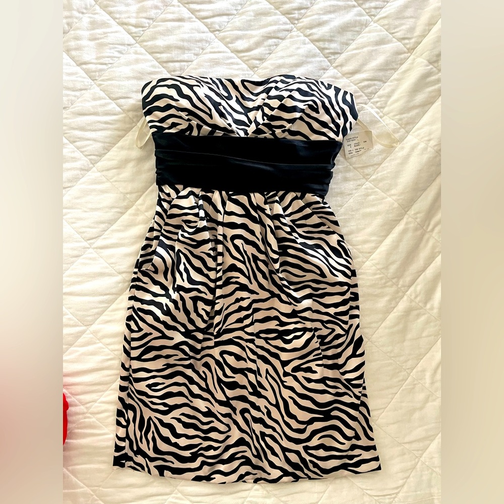 Strapless Zebra print Dress new with tags